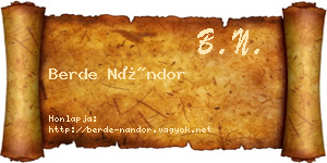 Berde Nándor névjegykártya
